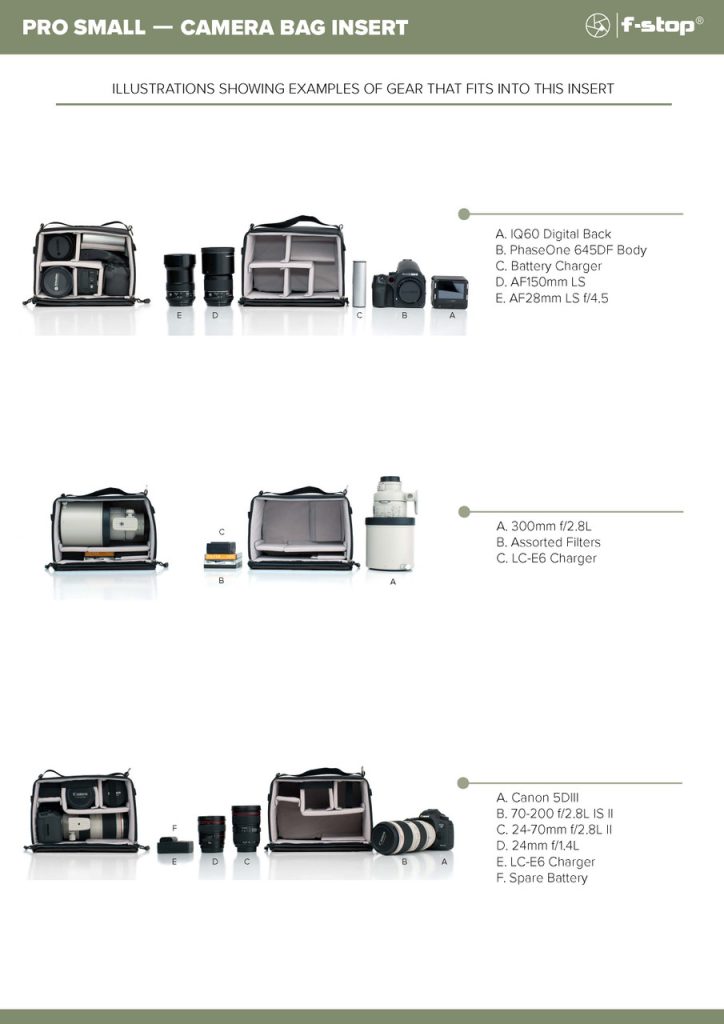 camera bag insert, camera cube, camera insert, f-stop, pro-small, internal camera unit