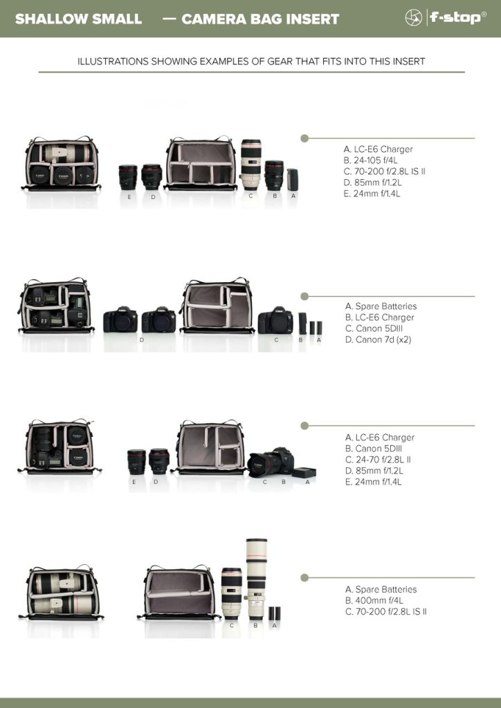 internal camera unit, shallow small, camera bag insert, camera cube, camera insert, f-stop