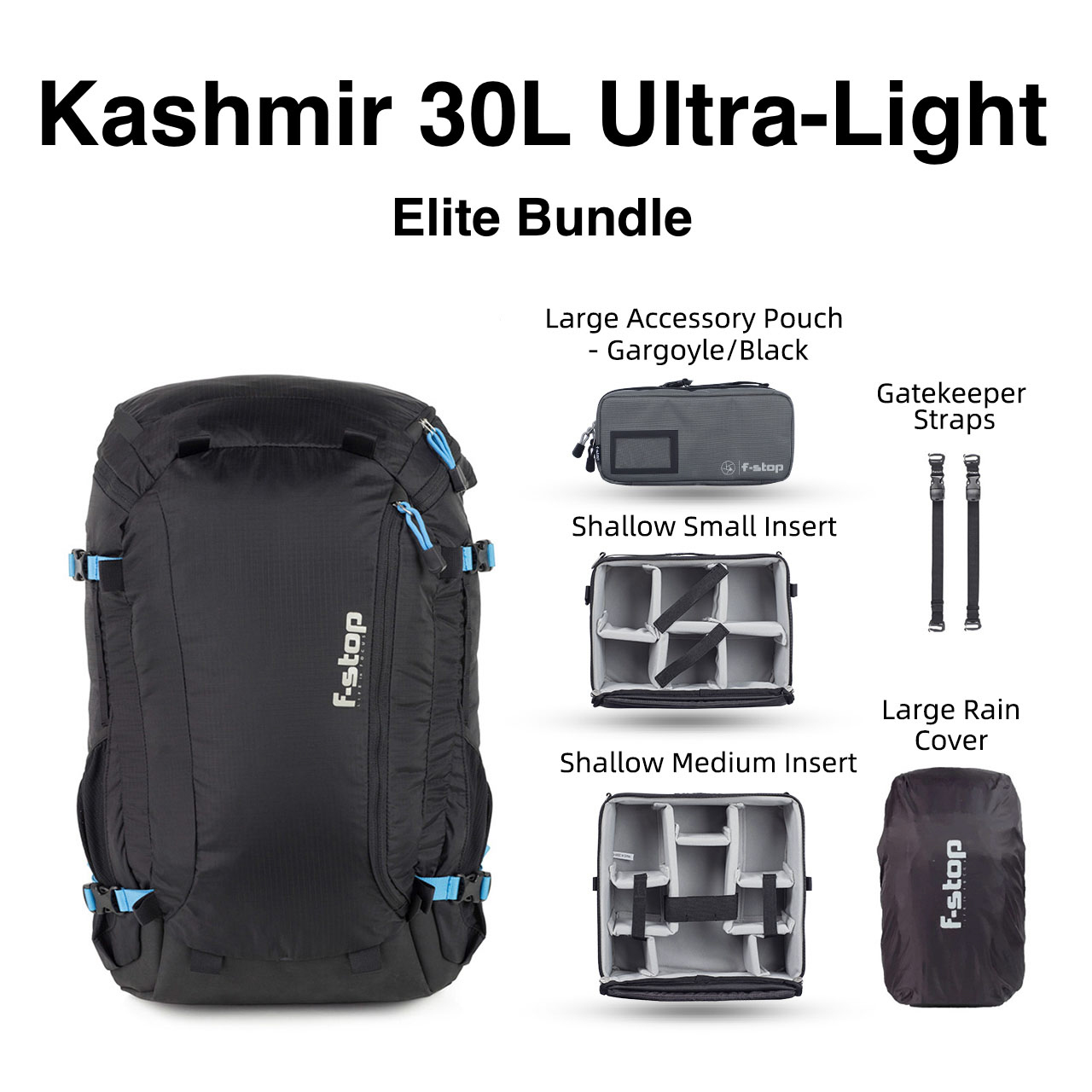 f-stop Kashmir 30 liter ultra light adventure and camera backpack elite bundle