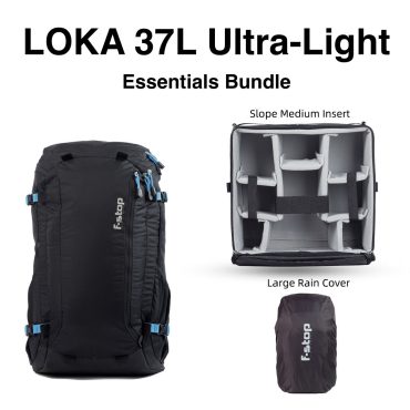 LOKA 37L capacity adventure and travel camera backpack, pack or camera bag, lightweight, essential bundle