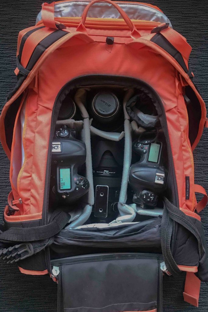 All in: This is how you can pack a set up with two pro-body DSLRs in the smallest Mountain Series pack.