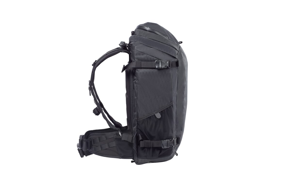 f-stop Lotus 4 Core 28 liter DuraDiamond® camera backpack in the Anthracite Black color viewed from the side