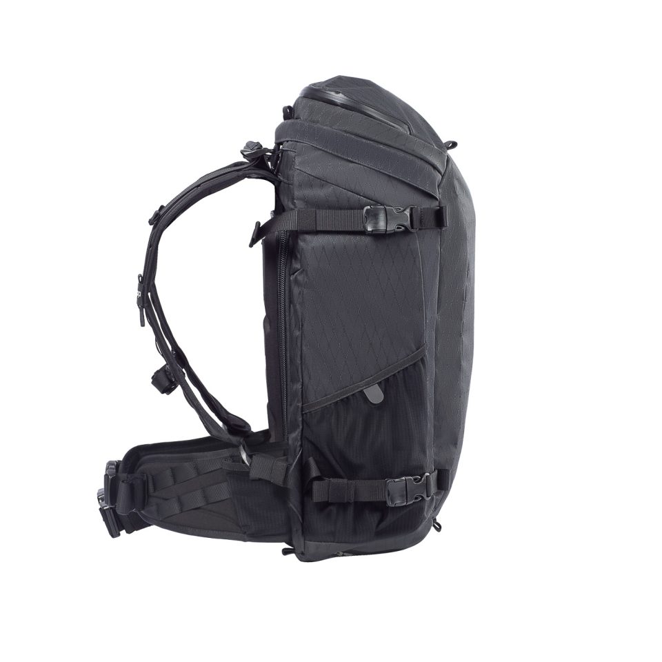 f-stop Lotus 4 Core 28 liter DuraDiamond® camera backpack in the Anthracite Black color viewed from the side