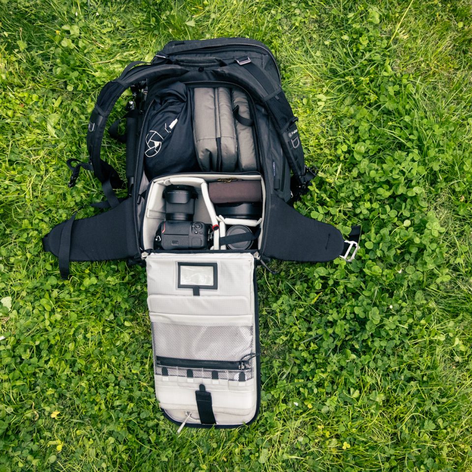 Tilopa with the Small Pro Camera Insert and accessory pouches of Conor MacNeills gear