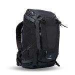 f-stop Tilopa 50 liter DuraDiamond® camera backpack in the Anthracite Black color option viewed from the front and side