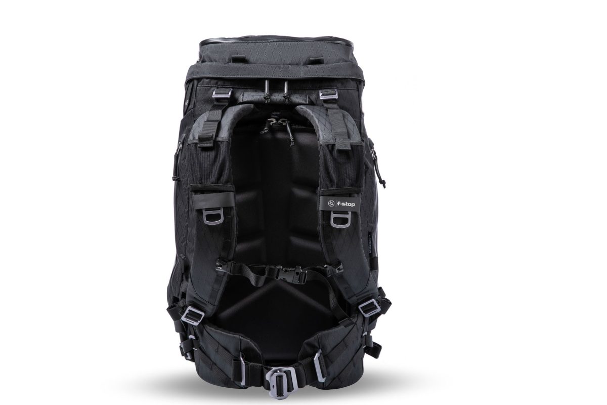 f-stop Tilopa 50 liter DuraDiamond® camera backpack in the Anthracite Black color option viewed from the back