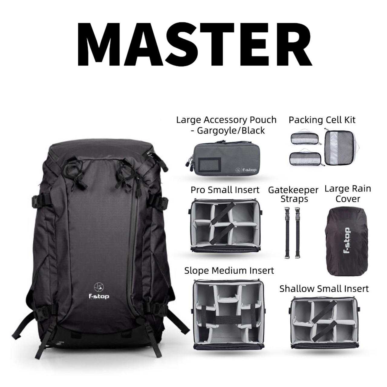 f-stop Lotus 32 liter camera backpack Master Bundle in the Anthracite Black color