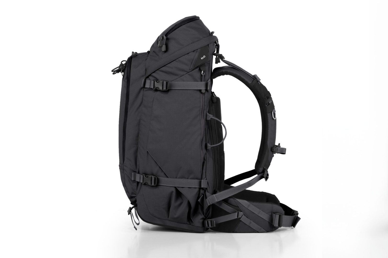 f-stop Sukha 70 liter camera backpack in the Anthracite Black color viewed from the side