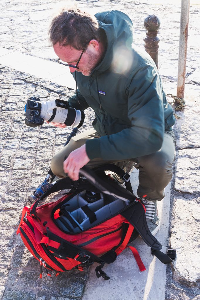 f-stop Ambassador Alexandre Gendron with his f-stop AJNA 37L DuraDiamond® backpack and the f-stop Pro Small Camera Insert